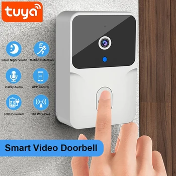 Tuya WiFi Видеодомофон, Беспроводная HD-камера, Обнаружение движения PIR, ИК-сигнализация, Умный дом, Дверной звонок, WiFi Домофон для дома