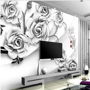 wellyu Заказные крупномасштабные фрески рельеф цветок пиона виноградная лоза 3D ТВ фон стены флизелиновые обои papel de parede