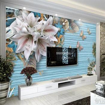 wellyu Средиземноморские ретро цветы ювелирные изделия ТВ фон стена изготовленная на заказ большая фреска зеленые обои papel de parede