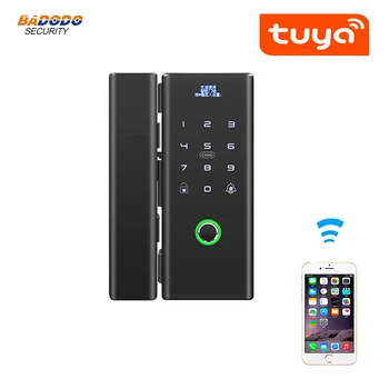 Wi-Fi приложение Tuya дистанционное управление Замок отпечатков пальцев с паролем IC-карты для домашнего офиса бескаркасная стеклянная нажимная или раздвижная дверь