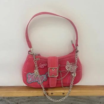 Y2K, крутая сумка для горячих девушек, модная женская сумка с цепочкой-бабочкой, маленькие сумки через плечо, Милые женские сумки-сумочки