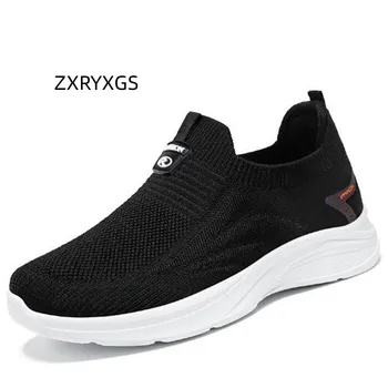 ZXRYXGS, хит продаж, новинка 2023 года, Лето-осень, Дышащая удобная мужская обувь, повседневные кроссовки, Мужские кроссовки из сетчатого материала премиум-класса на плоской подошве
