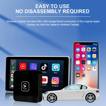 Автоматическое подключение беспроводного адаптера Carplay Car Play с поддержкой Wi-Fi и Bluetooth, голосовое управление, активатор ключа Carplay для обновления автомобиля