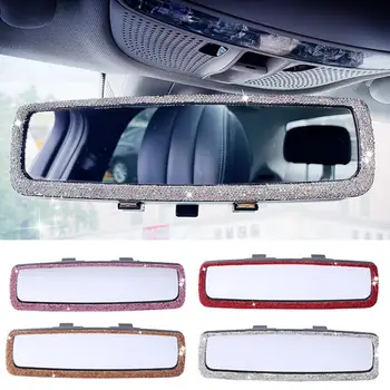 Автомобильное зеркало заднего вида с блестящими стразами, внутреннее стекло, совместимое с HD, Универсальное внутреннее зеркало заднего вида для слепых зон Автомобильные аксессуары