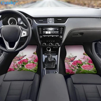 Автомобильные коврики с розовой бабочкой, противоскользящие, универсальные, подходящие для седана, внедорожника, передние и задние коврики для ног, защита пола в салоне автомобиля