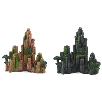Аквариумный орнамент из смолы, Скала, Искусственный Холм, Смола, Украшающий скалу с видом на горы, Аквариум для рыб
