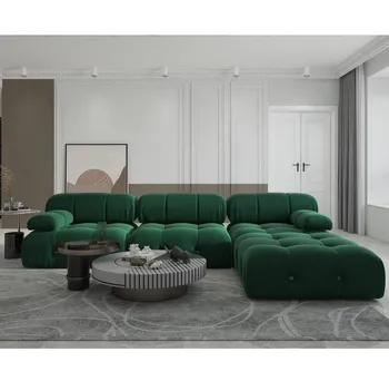 Бархатный L-образный Мягкий и удобный диван для гостиной