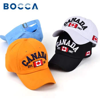 Бейсболка с 3D вышивкой Bocca, бейсболки с флагом Канады, хлопковые кепки Snapback Для мужчин и женщин, черные, Белые, в стиле хип-хоп, повседневная шляпа, Летнее Солнце