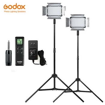 Бесплатная доставка DHL 2X видеосветильник Godox LED 500LRC 3300-5600K с отражателями + комплект световых подставок 200 см
