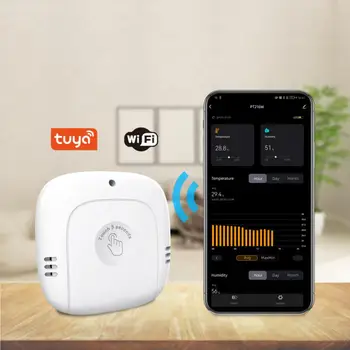 Беспроводной датчик температуры и влажности Tuya, гигрометр для помещений с ЖК-дисплеем, приложение для дистанционного управления, требуется шлюз Wifi-концентратора