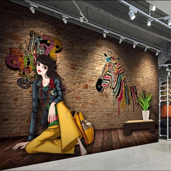 большие фрески wellyu на заказ, ностальгическая кирпичная стена, настенное освещение, витрина магазина одежды, инструменты, фоновые обои