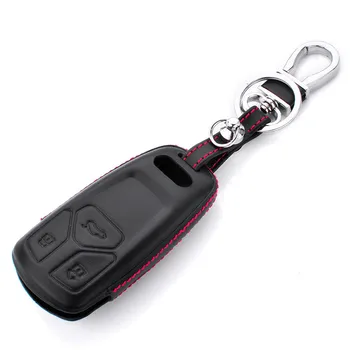 Верхний Слой кожаного чехла для ключей Чехол для Ключей Автомобиля Audi 2017-2019 A4 A5 Q5 Q7 TT Автомобильный держатель Shell Remote Cover Брелок для Стайлинга автомобилей