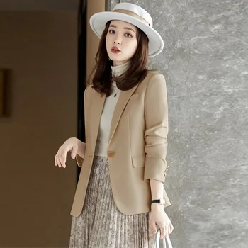 Верхняя одежда, пальто, женская весна 2023, корейский разносторонний темперамент и ощущение роскоши, облегающий талию маленький пиджак, женские топы