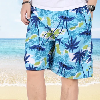 Весенне-летние плавательные шорты большого размера для мужчин, пляжные шорты с цветочным принтом, синие шорты Borad, спортивные штаны для плавания, серфинга