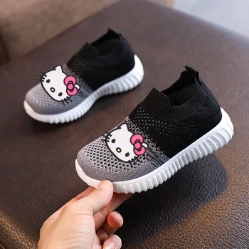 Весенне-осенняя повседневная обувь Sanrio hello kitty, студенческая спортивная обувь My Melody для мальчиков и девочек, летающие вязаные туфли