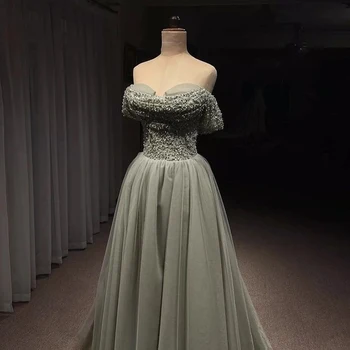 Вечерние платья Serene Hill Оливково-зеленого цвета с вырезом в виде сердечка трапециевидной формы 2023, роскошные платья с бисером для женской вечеринки LA71681