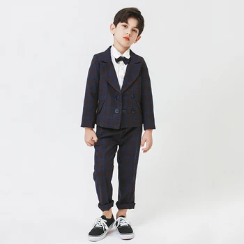Вечерний костюм для мальчиков, детский красивый костюм для выступления на пианино WeddingHost, детский клетчатый двубортный блейзер, брюки, одежда