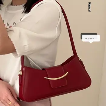 Винтажная Красная Классическая модная Женская сумка подмышками 2023 Новая Роскошная Дизайнерская трендовая сумка через плечо для вечеринки высокого качества 