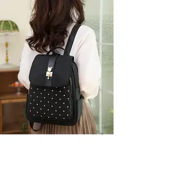 Горячая распродажа, Новый женский Модный Оксфордский рюкзак большой вместимости с заклепками, Женские Повседневные дорожные сумки через плечо, школьная сумка