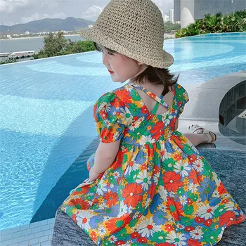 Дети девушки одежду летом цветочные Детские платья для девочек одежда мода день рождения принцесса платье детей костюм