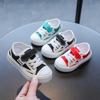 Детская обувь 2023 Four Seasons Новая Парусиновая Корейская версия Прогулочной обуви Для маленьких мальчиков и девочек, Повседневная Спортивная Детская обувь