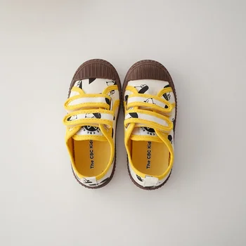 Детская обувь Для девочек; Парусиновая обувь с милым рисунком из мультфильма; Защита пальцев ног для мальчиков; Мягкая подошва; Повседневная домашняя обувь