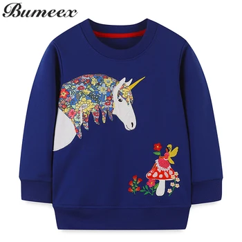 Детская толстовка Bumeex с принтом животных, осенний пуловер с длинными рукавами для девочек, вязаный свитер для маленьких девочек от 2 до 7 лет, детская одежда