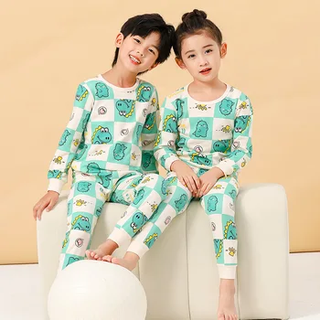 Детские пижамные комплекты для детей 2, 4, 6, 8, 10 лет, осенние пижамы для детей, хлопковые пижамы для мальчиков, детские пижамы с длинными рукавами, комплекты для девочек, пижамы