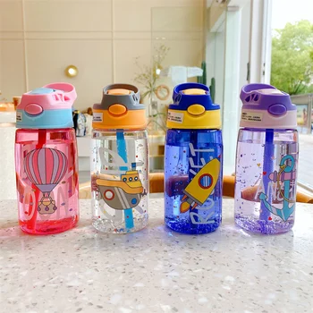 Детские Пластиковые Стаканчики для воды Креативные мультяшные Стаканчики для кормления С соломинками Герметичные бутылки для воды Уличные Портативные Детские Стаканчики