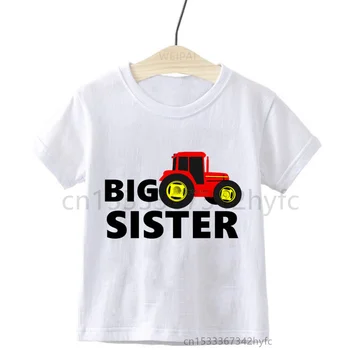 Детские футболки с принтом Автомобиля для Большой Младшей сестры и Брата Для мальчиков И девочек, Футболки Big Lil Bro Для малышей, Забавные Милые Подарочные Футболки