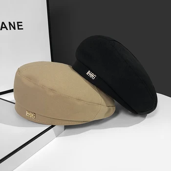 Дизайнерский Бренд Весенняя Мода Металлический Алфавитный Знак Берет Шляпы для Женщин Летняя Британская Восьмиугольная Шляпа Sun System Retro Painter Cap