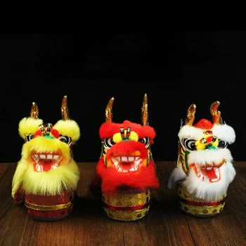 Дисплей со львом, китайский ветряной дракон, дисплей с головой льва, традиционное миниатюрное подарочное украшение, танец Льва с барабаном, Лев