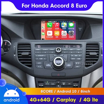 Для Acura TSX для Honda Accord Euro Mk8 2009 2010 2011 2012 2013 2014 Android 10 Мультимедийный плеер Автомобильный радиоприемник GPS Apple Carplay