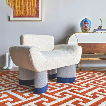 Домашний полосатый диван-кресло, французский односпальный стул, Красный минималистичный стул для отдыха, диван-кровать для гостиной, дизайнерский ленивый