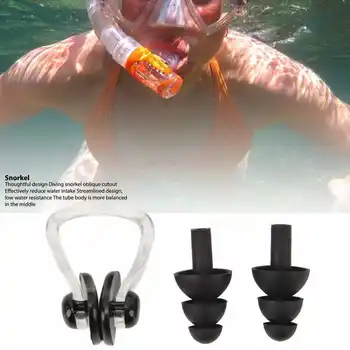 Дыхательная трубка для подводного плавания с оголовьем, беруши, зажим для носа для дайвинга, плавания, водных видов спорта