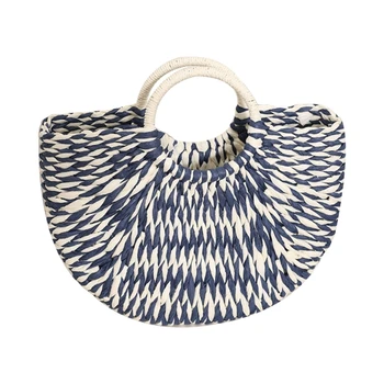 Женская плетеная сумка из соломы, сумка для девочек большой емкости, сумка для отдыха в полукруглом стиле, Трендовая Летняя Пляжная сумка-тоут для путешествий 517D