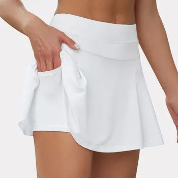 Женская теннисная юбка, Спортивные шорты для гольфа, юбка с высокой талией, Плиссированная Мини-спортивная Дышащая юбка для бега с карманом, Короткие брюки