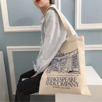 Женская холщовая сумка через плечо с принтом Шекспира, женские сумки для покупок, Хлопчатобумажная ткань, продуктовые сумки, сумка для книг для девочек