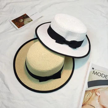 Женская шляпа от солнца, летняя пляжная соломенная шляпа с широкими полями, зонт для отдыха на море, солнцезащитный крем, складная соломенная шляпа с бантом-куполом, женская шляпа