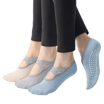 Женские нескользящие носки для пилатеса, дышащие бандажные носки для йоги, хлопковые носки для фитнеса, танцев, балета, спортивных тренировок.