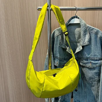 Женские сумки через плечо большой емкости, высококачественная нейлоновая сумка-хобо для женщин, повседневные однотонные сумки для покупок, женские сумки
