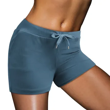 Женские шорты с эластичной резинкой на талии, обтягивающие шорты для йоги, бега, спортзала, спортивных шорт для фитнеса, спортивной одежды на шнуровке для девочек шорты