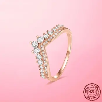 Женское кольцо из нового настоящего серебра 925 пробы Princess Безымянный палец в виде поперечной косточки, кольца для женщин, Обручальное кольцо, ювелирные украшения Anel Gift