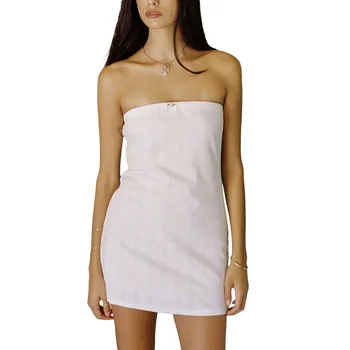 Женское мини-платье-труба Y2K без бретелек, облегающее, с открытой спиной, кавайное мини-платье Fairycore без рукавов с 3D цветами, эстетичная одежда для E-Girl