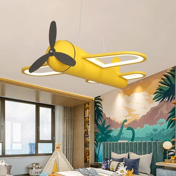 Защита глаз, светодиодный умный светильник для детской комнаты, спальни, скандинавские креативные мультяшные лампы для мальчиков, желто-синий подвесной светильник