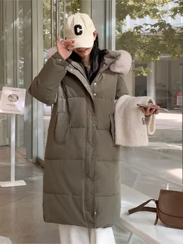 Зимняя куртка Женская Новая пуховая куртка женская в издании han с длинным рукавом и толстой курткой зимой 222MI