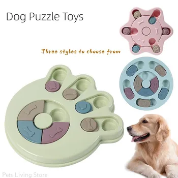 Игрушки-пазлы для собак, интерактивный диспенсер для корма для щенков, Нескользящая миска для медленного кормления, игрушка для обучения IQ и поведению собак