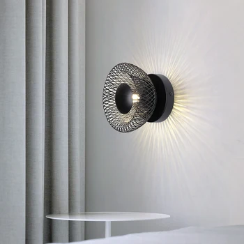 Итальянский минималистичный настенный светильник с железной сеткой для коридора, потолка, спальни, настенного монтажа, керамической головки, светодиодного декоративного освещения в помещении