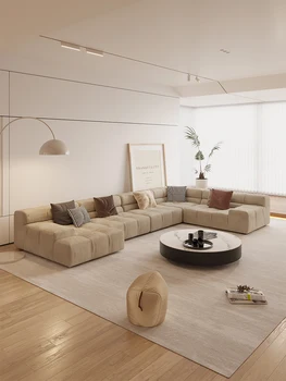 Итальянский минималистичный диван для большой гостиной, современная простота, итальянский дизайнерский модульный диван высокого класса