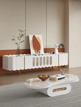 Итальянский минималистичный чайный столик в кремовом стиле простой легкий экстравагантный дизайн круглый журнальный столик знаменитостей в гостиной